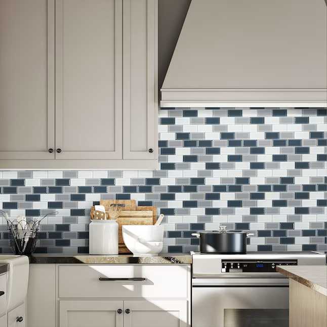 Elida Ceramica Pure Deep Sea 12-in x 12-in Glossy Glass Patterned Linear Mosaic Wall Tile (0.953-sq ft Piece) - Image 7