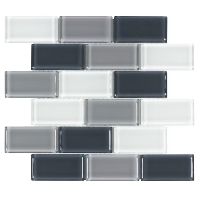 Elida Ceramica Pure Deep Sea 12-in x 12-in Glossy Glass Patterned Linear Mosaic Wall Tile (0.953-sq ft Piece) - Image 4