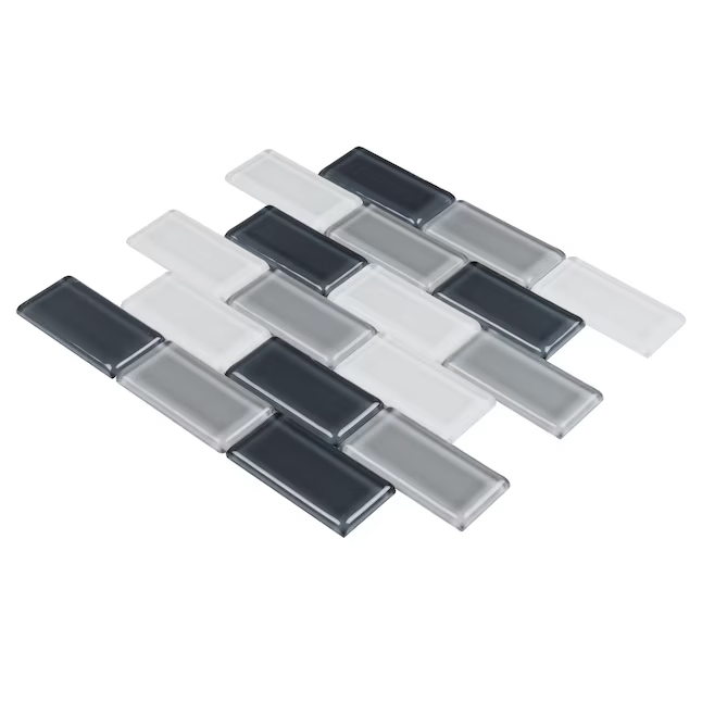 Elida Ceramica Pure Deep Sea 12-in x 12-in Glossy Glass Patterned Linear Mosaic Wall Tile (0.953-sq ft Piece) - Image 3