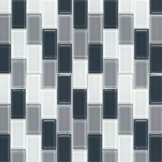 Elida Ceramica Pure Deep Sea 12-in x 12-in Glossy Glass Patterned Linear Mosaic Wall Tile (0.953-sq ft Piece) - Image 2