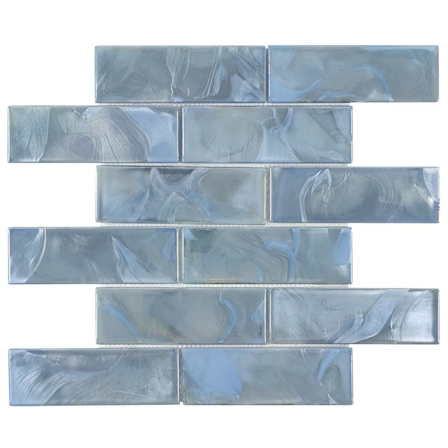 Elida Ceramica Blue 12-in x 12-in Glossy Glass Subway Mosaic Wall Tile (1.06-sq ft Piece) - Image 5