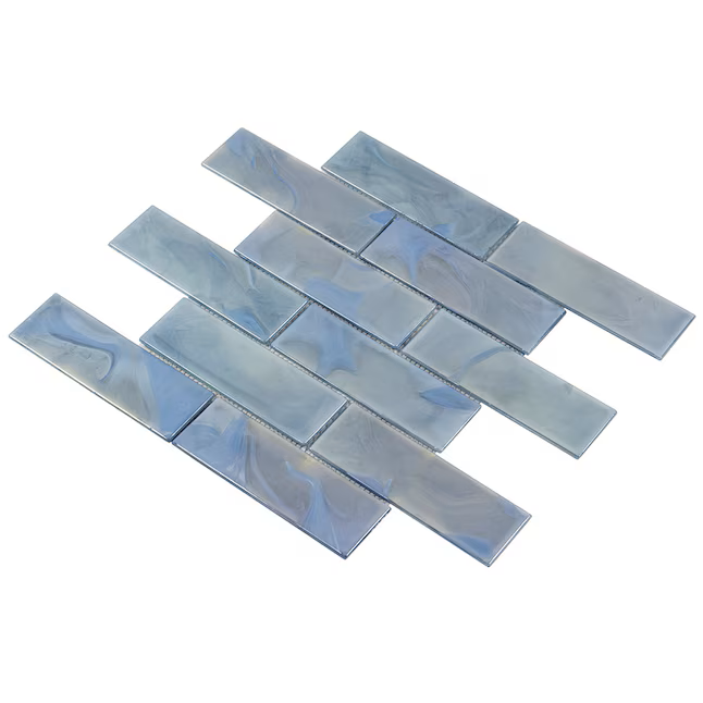 Elida Ceramica Blue 12-in x 12-in Glossy Glass Subway Mosaic Wall Tile (1.06-sq ft Piece) - Image 6