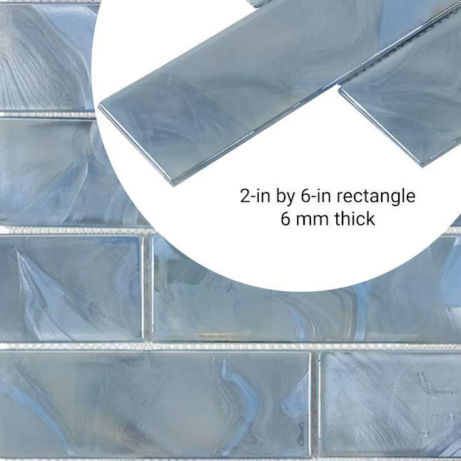 Elida Ceramica Blue 12-in x 12-in Glossy Glass Subway Mosaic Wall Tile (1.06-sq ft Piece) - Image 7