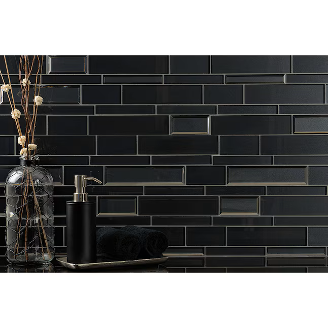 Elida Ceramica Night Reflections 12-in x 12-in Glossy Glass Linear Mosaic Wall Tile (0.95-sq ft Piece) - Image 6