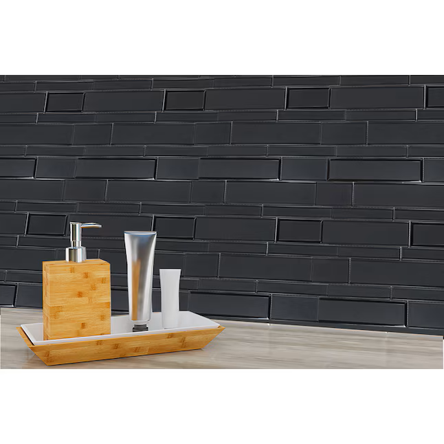 Elida Ceramica Night Reflections 12-in x 12-in Glossy Glass Linear Mosaic Wall Tile (0.95-sq ft Piece) - Image 4