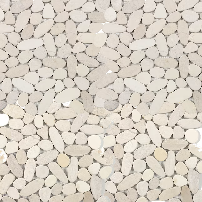 Elida Ceramica Pebble Beach White 12-in x 12-in Honed Natural stone Marble/limestone Pebble Mosaic Floor and Wall Tile (0.968-sq ft Piece)