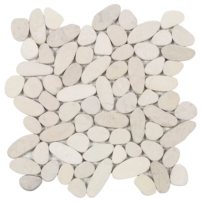 Elida Ceramica Pebble Beach White 12-in x 12-in Honed Natural stone Marble/limestone Pebble Mosaic Floor and Wall Tile (0.968-sq ft Piece) - Image 5