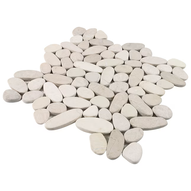 Elida Ceramica Pebble Beach White 12-in x 12-in Honed Natural stone Marble/limestone Pebble Mosaic Floor and Wall Tile (0.968-sq ft Piece) - Image 6