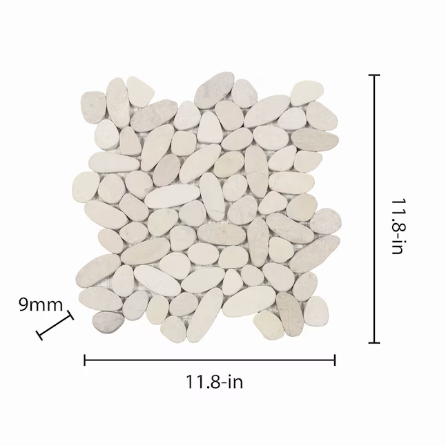 Elida Ceramica Pebble Beach White 12-in x 12-in Honed Natural stone Marble/limestone Pebble Mosaic Floor and Wall Tile (0.968-sq ft Piece) - Image 4