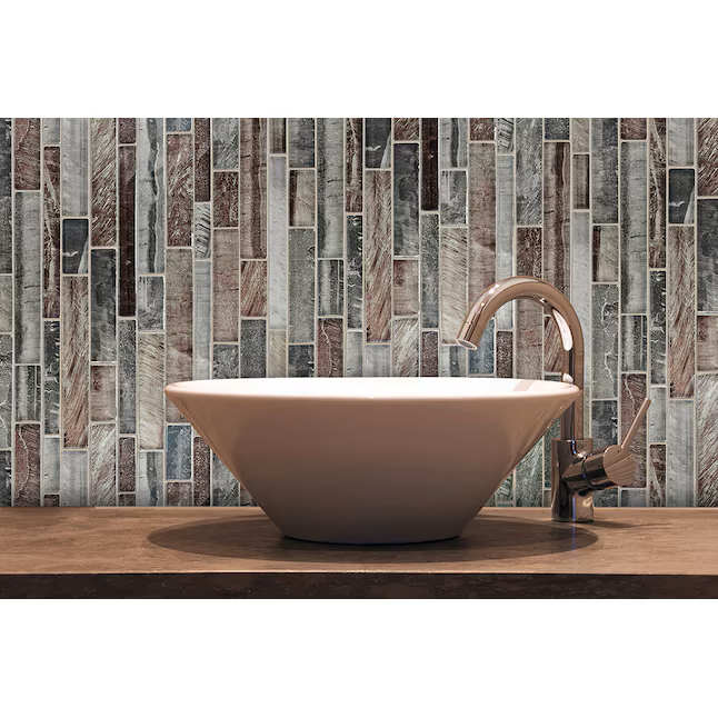 Elida Ceramica Shimmering Lights 12-in x 12-in Glossy Glass Linear Mosaic Wall Tile (0.95-sq ft Piece) - Image 5