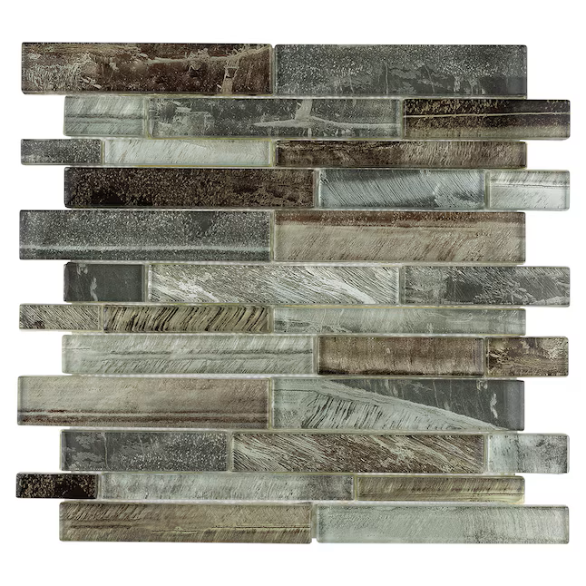 Elida Ceramica Shimmering Lights 12-in x 12-in Glossy Glass Linear Mosaic Wall Tile (0.95-sq ft Piece) - Image 4