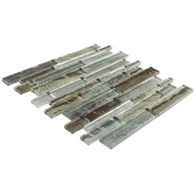 Elida Ceramica Shimmering Lights 12-in x 12-in Glossy Glass Linear Mosaic Wall Tile (0.95-sq ft Piece) - Image 3