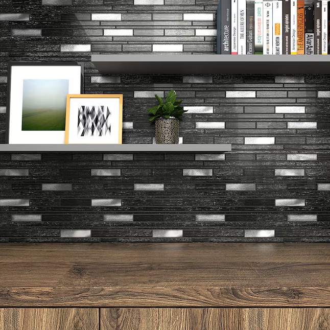 Elida Ceramica Sparkling Nights Mosaic 12-in x 12-in Multi-finish Glass/Metal Patterned Linear Mosaic Wall Tile (1.0-sq ft Piece) - Image 3