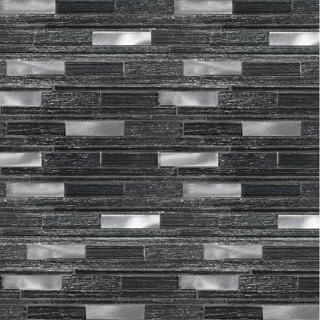 Elida Ceramica Sparkling Nights Mosaic 12-in x 12-in Multi-finish Glass/Metal Patterned Linear Mosaic Wall Tile (1.0-sq ft Piece)