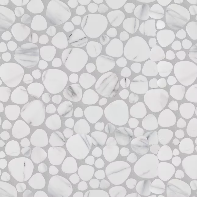 Elida Ceramica Stonescape White Marble 12-in x 12-in Honed Recycled glass Marble look Pebble Mosaic Floor and Wall Tile (1.001-sq ft Piece) - Image 7