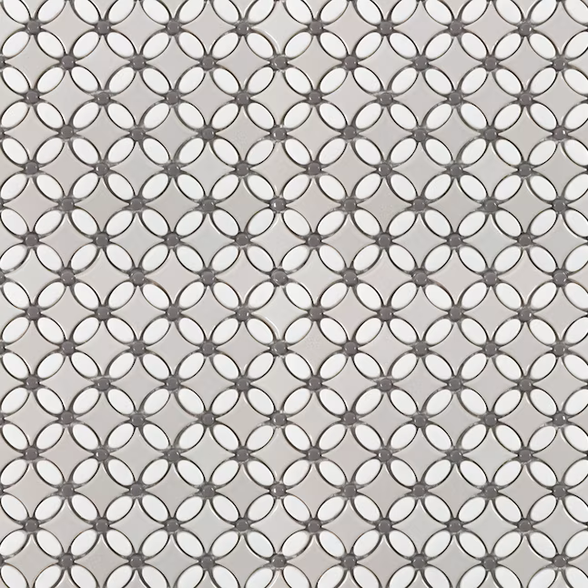 Boutique Ceramic Taupe Trellis Grey 12-in x 12-in Glossy Recycled glass Patterned Mosaic Floor and Wall Tile (0.979-sq ft Piece)