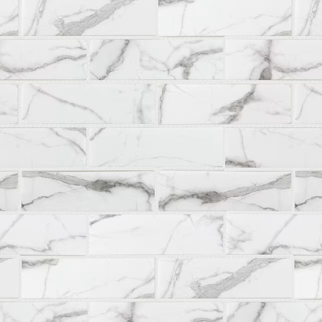 Elida Ceramica Villa Grande White 12-in x 15-in Honed Recycled glass Marble look Mosaic Floor and Wall Tile (0.946-sq ft Piece)
