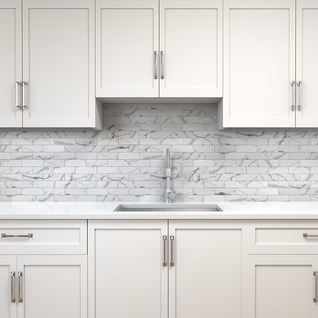Elida Ceramica Villa Grande White 12-in x 15-in Honed Recycled glass Marble look Mosaic Floor and Wall Tile (0.946-sq ft Piece) - Image 2