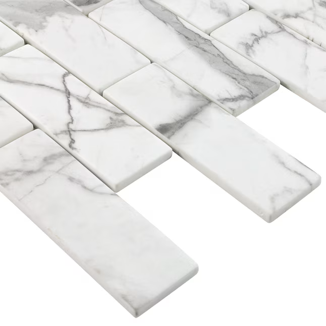Elida Ceramica Villa Grande White 12-in x 15-in Honed Recycled glass Marble look Mosaic Floor and Wall Tile (0.946-sq ft Piece) - Image 6