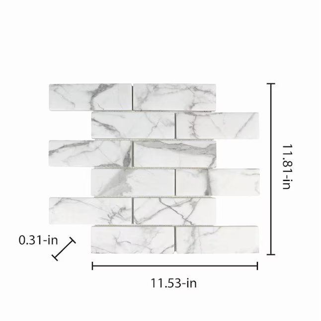 Elida Ceramica Villa Grande White 12-in x 15-in Honed Recycled glass Marble look Mosaic Floor and Wall Tile (0.946-sq ft Piece) - Image 5
