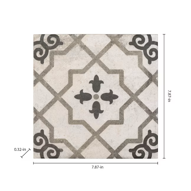 Allen + Roth Griffin Distressed 8-in x 8-in Matte Porcelain Encaustic Floor and Wall Tile (0.43-sq ft Piece) - Image 3