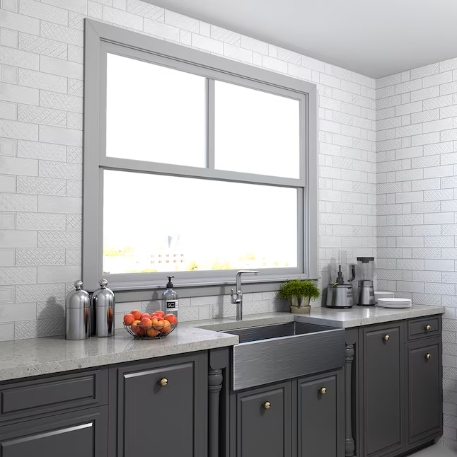 Boutique Ceramic White 9-in x 15-in Glazed Ceramic Subway Mosaic Wall Tile (0.95-sq ft Piece) - Image 6