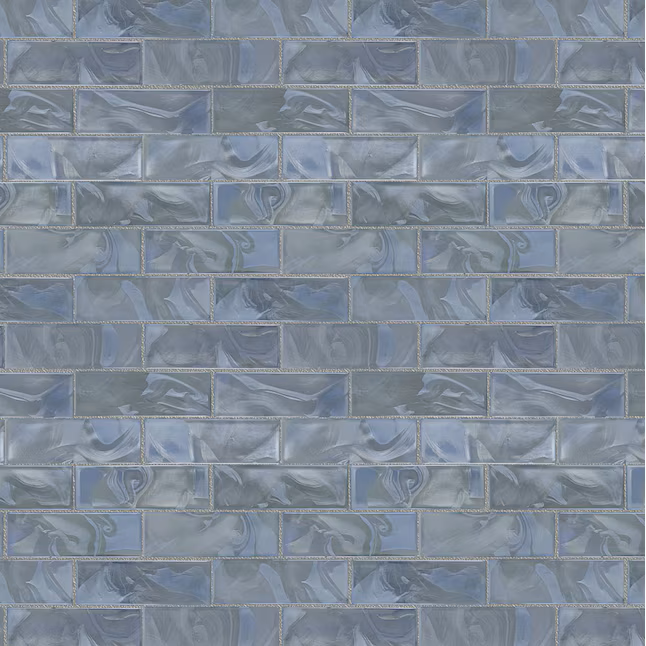 Elida Ceramica Blue 12-in x 12-in Glossy Glass Subway Mosaic Wall Tile (1.06-sq ft Piece)