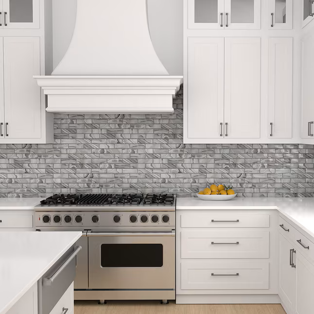 Elida Ceramica Harbor Cove Gray 12-in x 15-in Glossy Glass Subway Mosaic Wall Tile (0.998-sq ft Piece) - Image 7