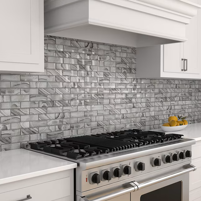 Elida Ceramica Harbor Cove Gray 12-in x 15-in Glossy Glass Subway Mosaic Wall Tile (0.998-sq ft Piece) - Image 6