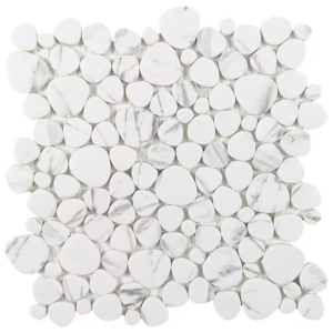 Elida Ceramica Stonescape White Marble 12-in x 12-in Honed Recycled glass Marble look Pebble Mosaic Floor and Wall Tile (1.001-sq ft Piece)