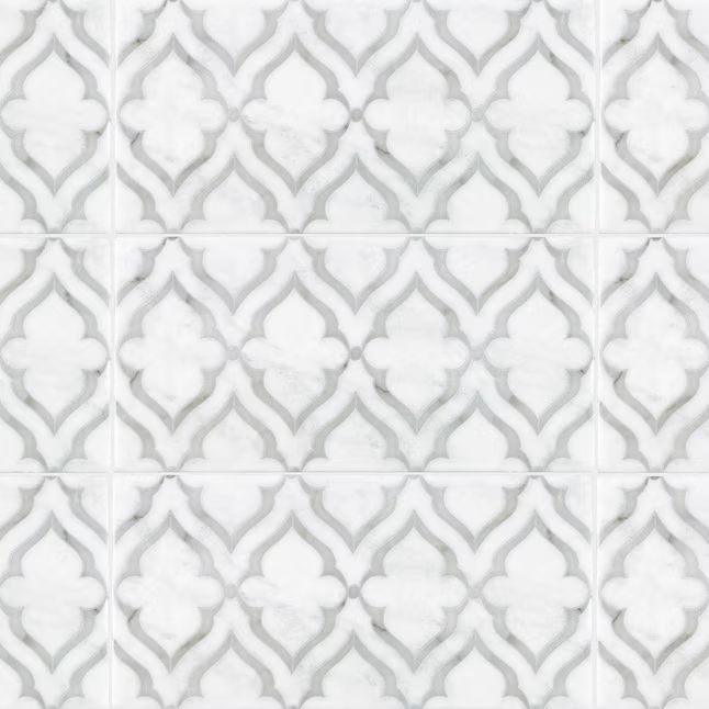 Boutique Ceramic Royal Lane White 4-in x 8-in Matte Porcelain Patterned Arabesque Floor and Wall Tile (0.215-sq ft / Piece)