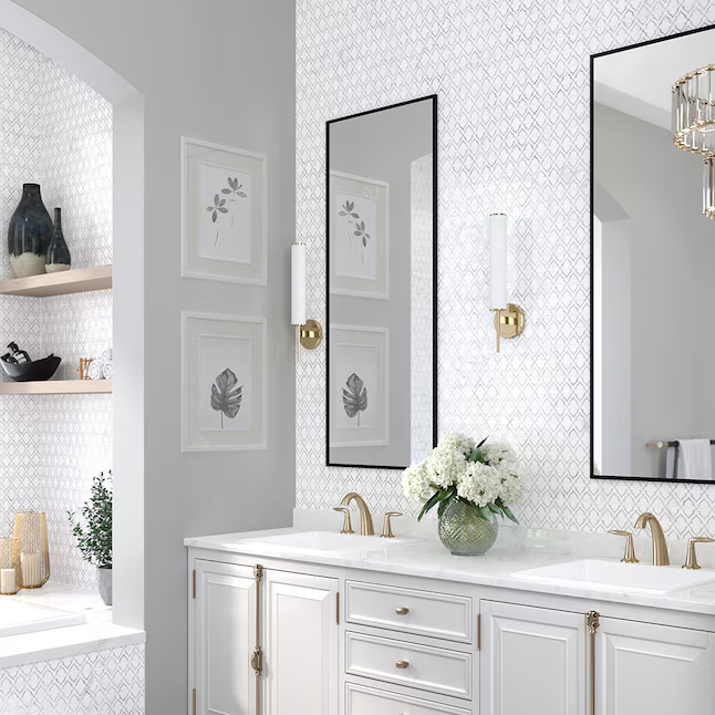 Boutique Ceramic Royal Lane White 4-in x 8-in Matte Porcelain Patterned Arabesque Floor and Wall Tile (0.215-sq ft / Piece) - Image 6