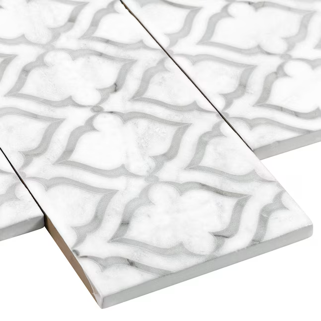 Boutique Ceramic Royal Lane White 4-in x 8-in Matte Porcelain Patterned Arabesque Floor and Wall Tile (0.215-sq ft / Piece) - Image 5
