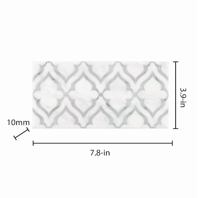 Boutique Ceramic Royal Lane White 4-in x 8-in Matte Porcelain Patterned Arabesque Floor and Wall Tile (0.215-sq ft / Piece) - Image 3