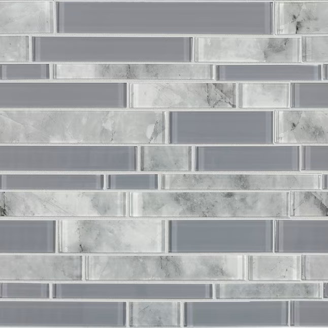 Elida Ceramica Grey 12-in x 14-in Glossy Glass Patterned Linear Mosaic Wall Tile (0.998-sq ft / Piece)