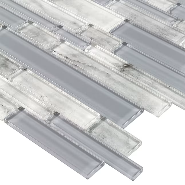 Elida Ceramica Grey 12-in x 14-in Glossy Glass Patterned Linear Mosaic Wall Tile (0.998-sq ft / Piece) - Image 5