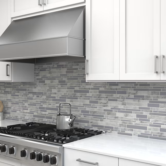 Elida Ceramica Grey 12-in x 14-in Glossy Glass Patterned Linear Mosaic Wall Tile (0.998-sq ft / Piece) - Image 4