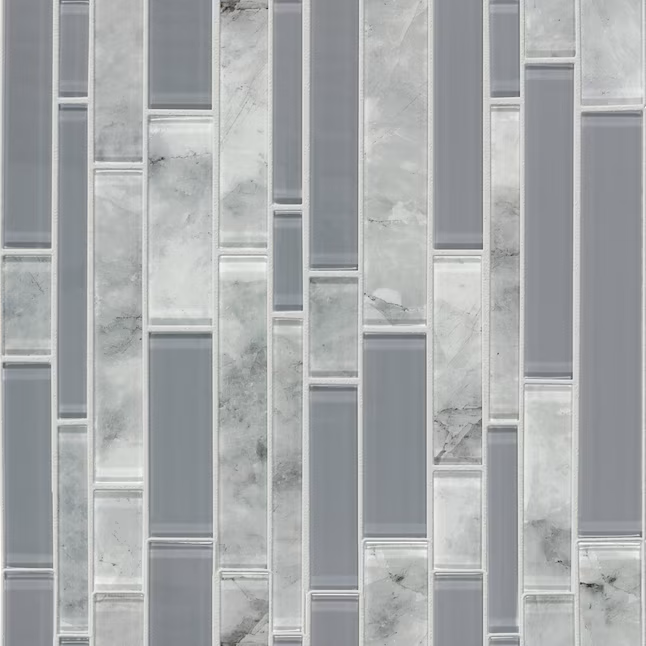 Elida Ceramica Grey 12-in x 14-in Glossy Glass Patterned Linear Mosaic Wall Tile (0.998-sq ft / Piece) - Image 2