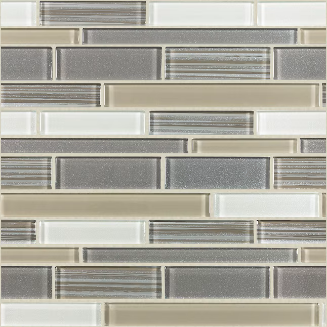 Elida Ceramica Sahara Glow Beige 12-in x 14-in Glossy Glass Patterned Linear Mosaic Wall Tile (0.955-sq ft / Piece)