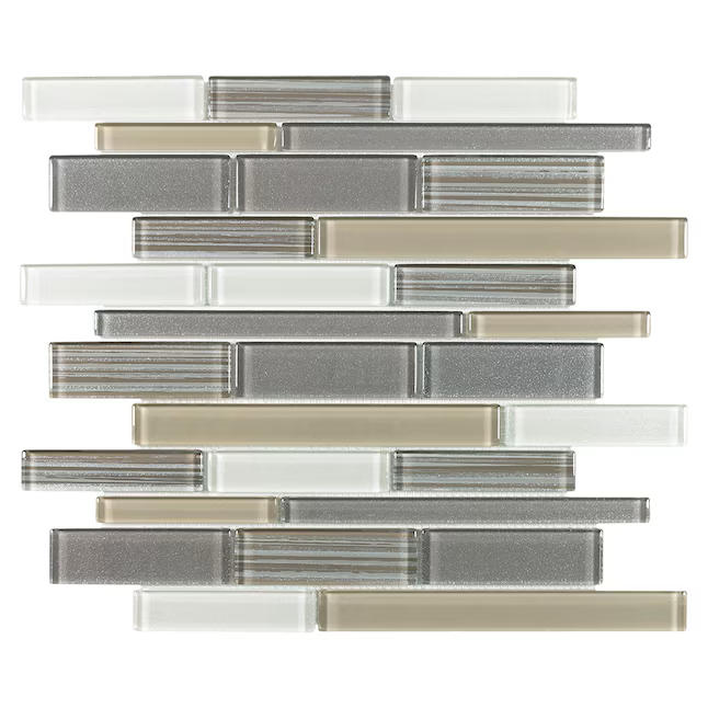 Elida Ceramica Sahara Glow Beige 12-in x 14-in Glossy Glass Patterned Linear Mosaic Wall Tile (0.955-sq ft / Piece) - Image 5