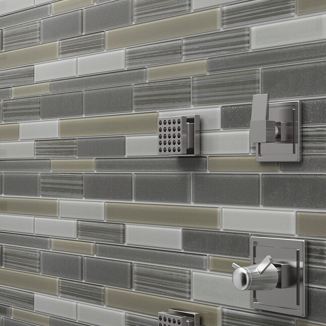 Elida Ceramica Sahara Glow Beige 12-in x 14-in Glossy Glass Patterned Linear Mosaic Wall Tile (0.955-sq ft / Piece) - Image 3
