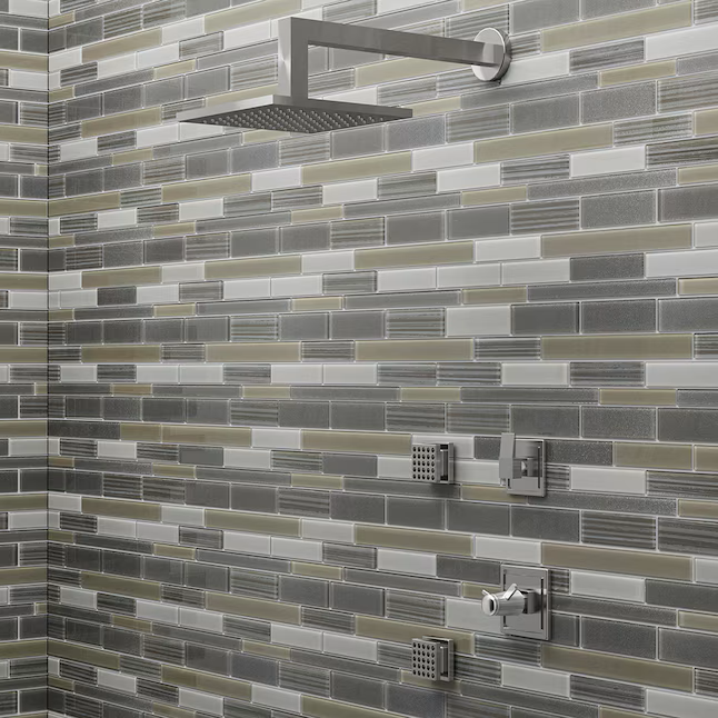 Elida Ceramica Sahara Glow Beige 12-in x 14-in Glossy Glass Patterned Linear Mosaic Wall Tile (0.955-sq ft / Piece) - Image 6